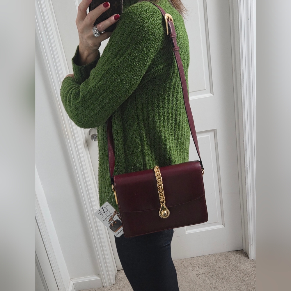 Gucci Boutique 1970s RARE  Bordeaux Leather 2way Bag Very limited Production - Picture 7 of 17